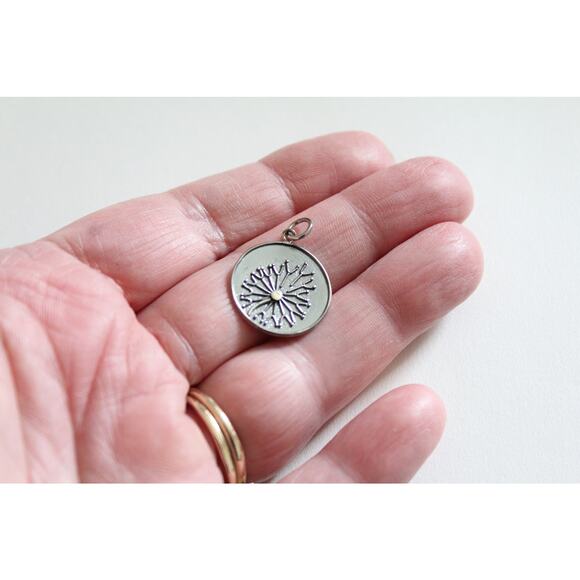 Sterling Silver Dandelion Pendant Charm, Make a Wish Dandelion Pendant Charm - Picture 2 of 6